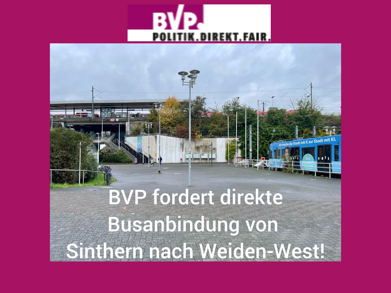 Mobilitätswende jetzt! BVP fordert direkte Busanbindung von Sinthern nach Weiden-West 
